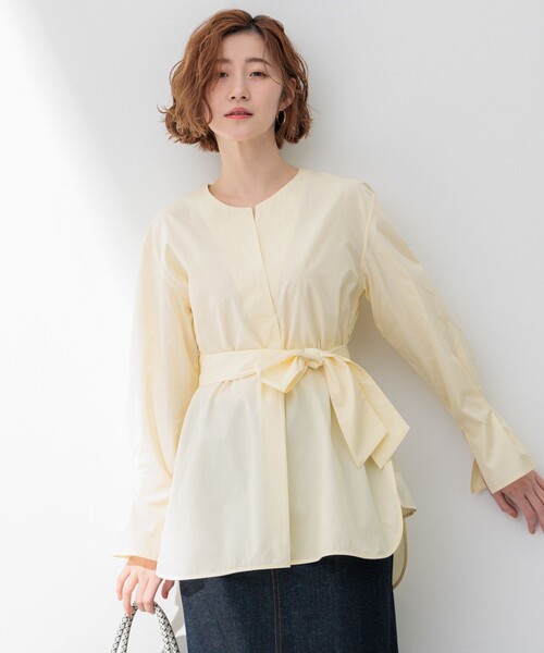 ブラウス シャツ 「Oggi4月号掲載/杏さん着用」CANCLINI スキッパーベルト付き ブラウス レディース trim_ofcrs_item59ad504add1d11e