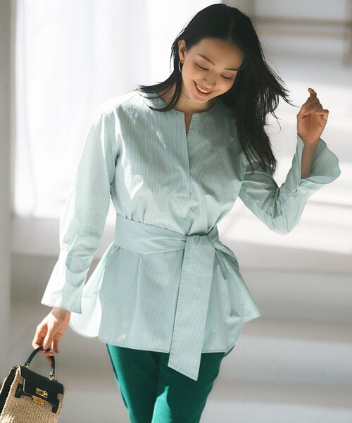 【美品】  CABaN / キャバン | スキッパーシアーブラウス | F | グリーン | レディース 美品】 CABaN / キャバン | スキッパーシアーブラウス | F | グリーン