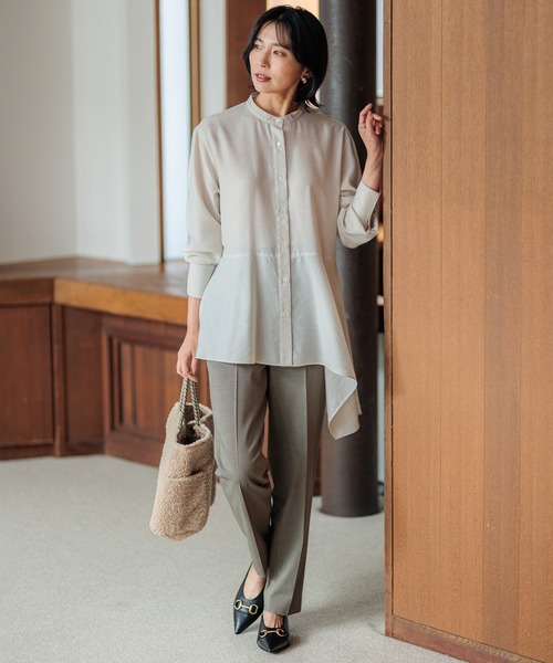 ブラウス シャツ 「好評につき新色追加/洗える」イレギュラーヘム