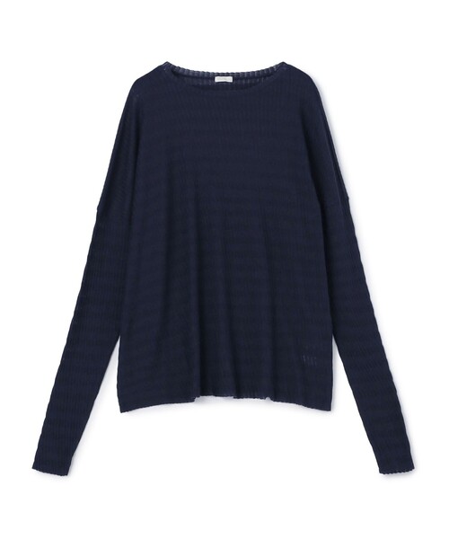 tシャツ シアーボーダー ボートネックプルオーバー レディース
