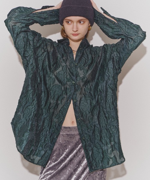 ブラウス シャツ Flower jacqard shirts/フラワージャガードシャツ レディース