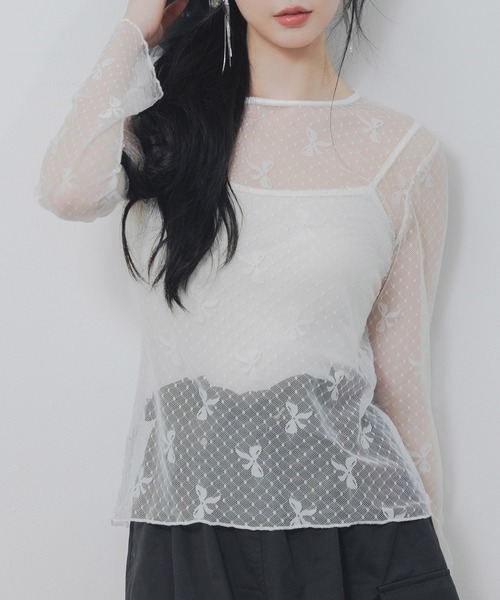 SAISON DE PAPILLON（セゾンドパピヨン） ブラウス シャツ リボン柄