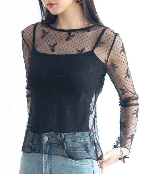 SAISON DE PAPILLON（セゾンドパピヨン） ブラウス シャツ リボン柄