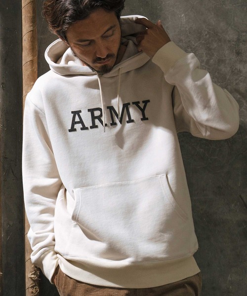 wjk reluxe パーカー mpa3503-leather ARMY logo sweat pull parka