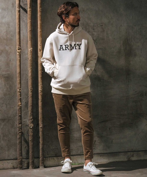 wjk reluxe パーカー mpa3503-leather ARMY logo sweat pull parka