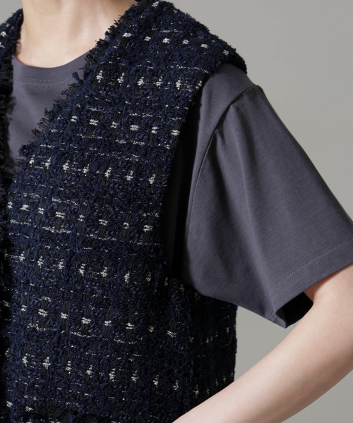 NANO universe（ナノ・ユニバース） ベスト ジレ Vネックツイードジレ