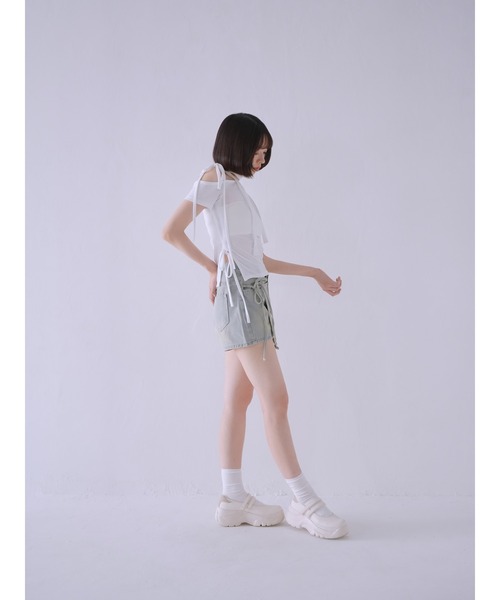 トップス　半袖 Uenui tシャツ 半袖 「ZOZO限定」ショルダー リボン トップス 半袖