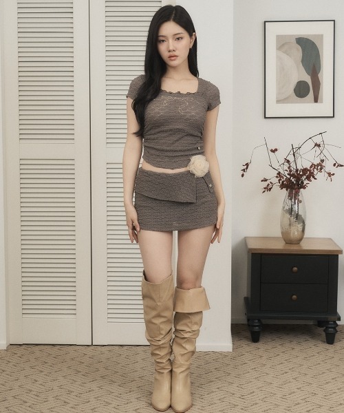 SETUPEXE tシャツ 「SETUP‐EXE」FRILL BOW CROP TOP レディース