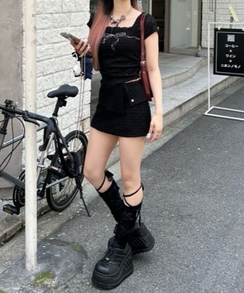 SETUPEXE tシャツ 「SETUP‐EXE」FRILL BOW CROP TOP