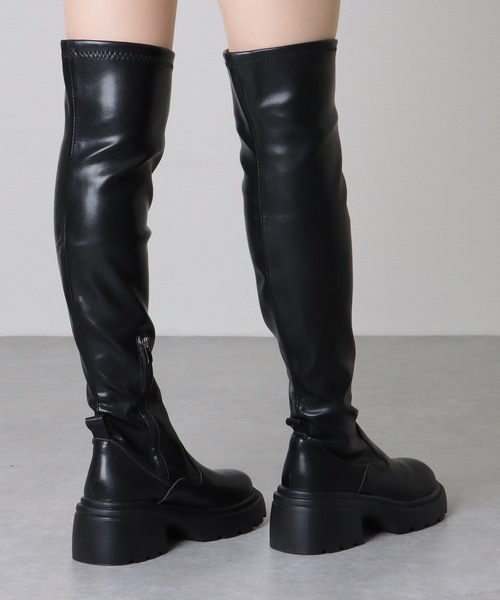 Lace Ladies（レースレディース） ブーツ ラウンドトゥ レザー調 厚底