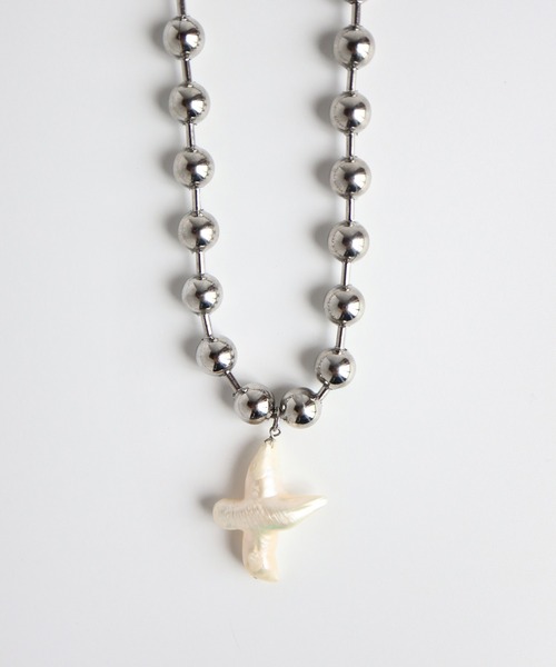 TUWAKRIM ネックレス 「TUWAKRIM」クロスパールボールチェーン