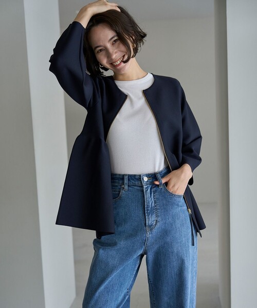tシャツ 「洗える」コットンカシミヤ クルーネックカットソー レディース UNFILO tシャツ 「洗える」コットンカシミヤ クルーネック