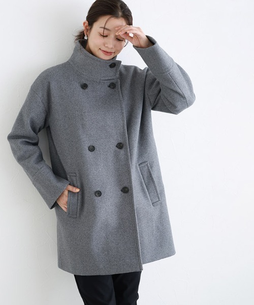 Pierrot（ピエロ） コート アウター スタンドカラーミドルコート