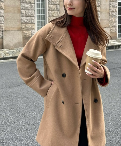 Pierrot（ピエロ） コート アウター スタンドカラーミドルコート