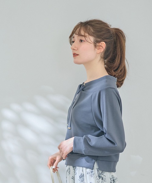 tシャツ フード風９分袖カットソープルオーバー レディース 12Twelve Agenda tシャツ フード風サイドスリット9分袖