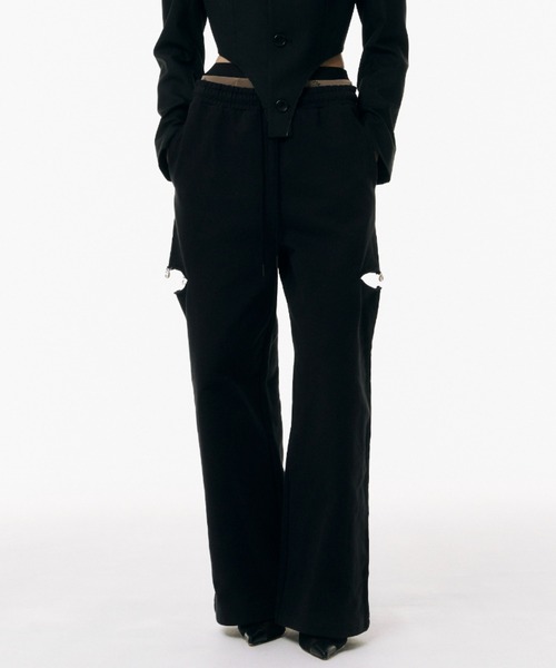 josemoon スウェットパンツ　ブラック JOSE MOON スウェットパンツ ジャージ SLIT SWEAT PANTS with