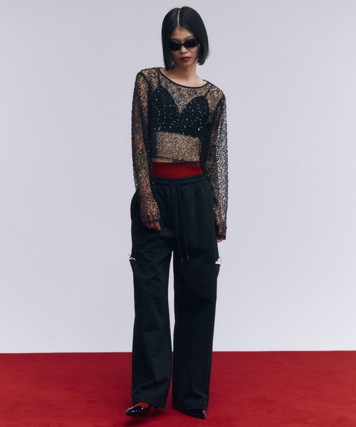 josemoon スウェットパンツ　ブラック JOSE MOON スウェットパンツ ジャージ SLIT SWEAT PANTS with