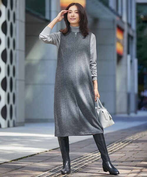 J.PRESS（J.プレス） スカート ネップヘリンボーン ジャンパースカート