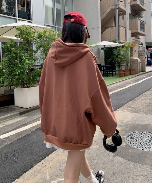 アメリカーナ 美品 日本製ロゴ入り ハーフジップ スウェット パーカー ベージュ トレーナー スウェット ハーフジップBIGシルエットパーカー（裏起毛