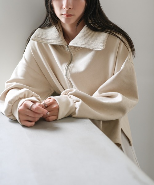 select MOCA（セレクトモカ） スエードポンチハーフジップトップス
