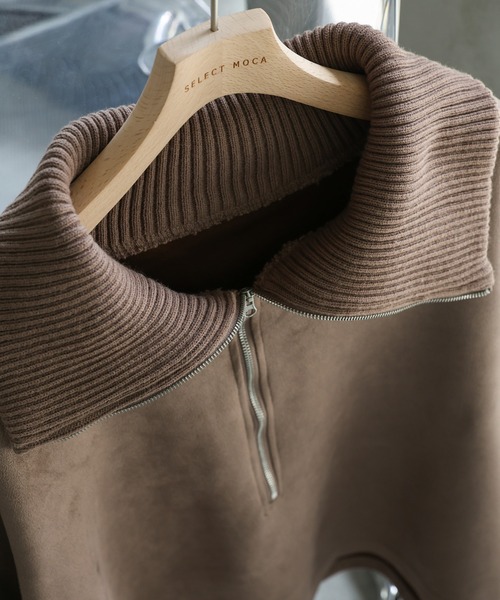 select MOCA（セレクトモカ） スエードポンチハーフジップトップス