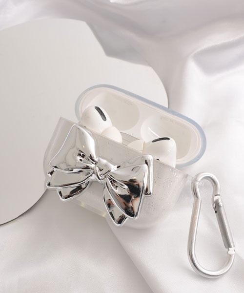 Mayree イヤホン ヘッドホン 「float」シルバー ビッグリボン