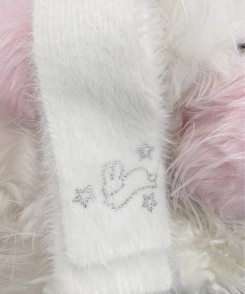 nemne（ネンネ） マフラー ストール 「Seoup」ウサギ柄シャギーニット