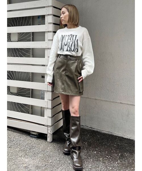 MURUA スカート ヴィンテージライクフェイクレザーミニスカート