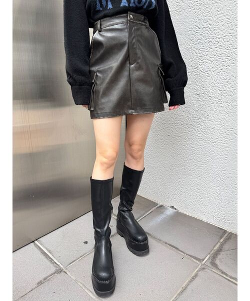 【新品】レザーミニスカート　WbyMURUA セール】【2024FW】フェイクレザーミニスカート（スカート