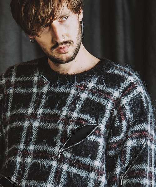 NO ID.（ノーアイディー） セーター ニット mn3067- ZIPチェックニット