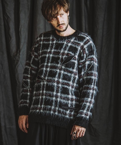 NO ID.（ノーアイディー） セーター ニット mn3067- ZIPチェックニット