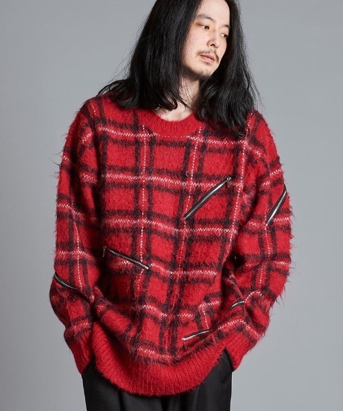 NO ID.（ノーアイディー） セーター ニット mn3067- ZIPチェックニット