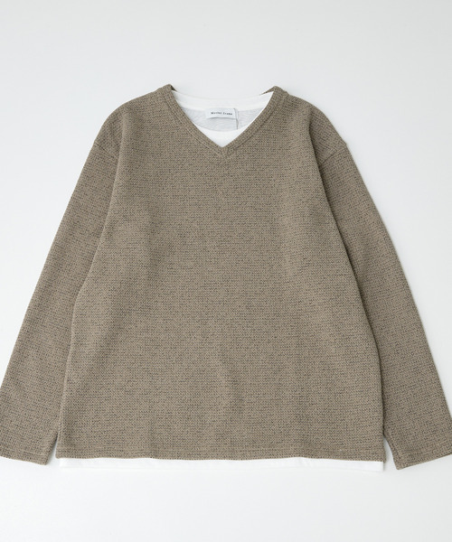 【MASTER FRAME/マスターフレーム】ワッフル裏起毛フェイクレイヤード長袖VネッTシャツ MEN'S MELROSE｜【MASTER FRAME/マスターフレーム】ワッフル裏