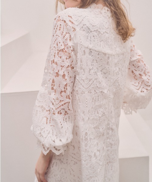 Meline M. ワンピース Embroidery lace mini one piece エンブロイ