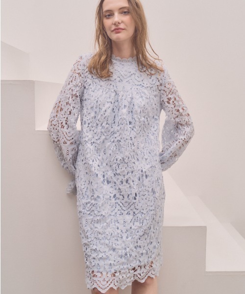 Meline M. ワンピース Embroidery lace mini one piece エンブロイ