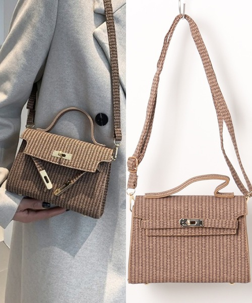 L LABEL（エルラベル） ショルダーバッグ バッグ ラフィア風型押し
