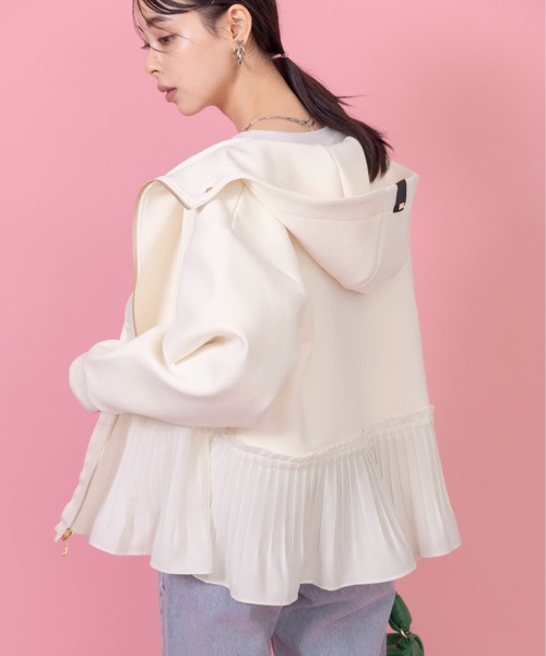 エイミーロウプリーツヘム ダブルジップダンボールパーカー⭐️新品タグ付き Eimee Law パーカー プリーツヘム ダブルジップダンボール