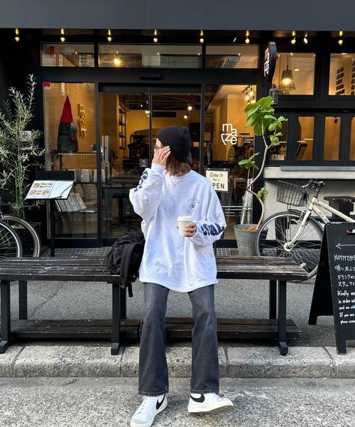 I-SOOK（アイスー） トレーナー スウェット 袖プリントオーバー