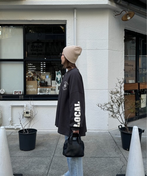 I-SOOK（アイスー） トレーナー スウェット 袖プリントオーバー