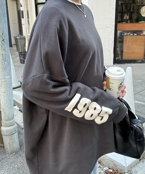 I-SOOK（アイスー） トレーナー スウェット 袖プリントオーバー