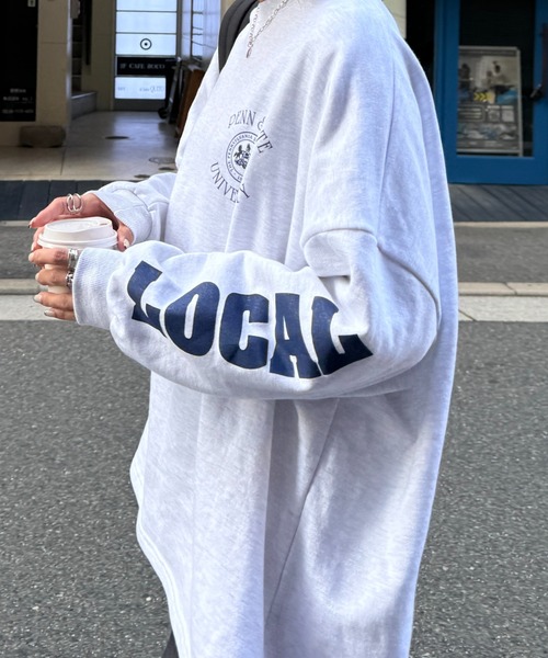 I-SOOK（アイスー） トレーナー スウェット 袖プリントオーバー