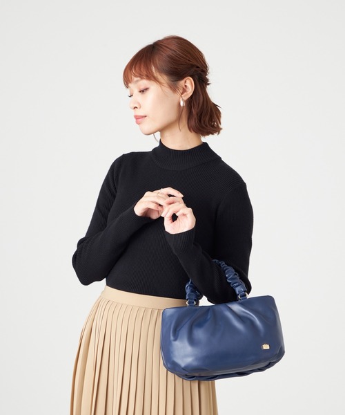 LA BAGAGERIE シープレザー ギャザーハンドル2wayトートバッグ LA BAGAGERIE トートバッグ シープレザー ギャザーハンドル2way