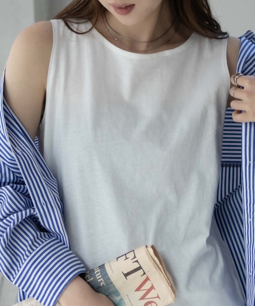 NAVY タンクトップ ノースリーブ 「 綿100% ベーシック ロングタンク