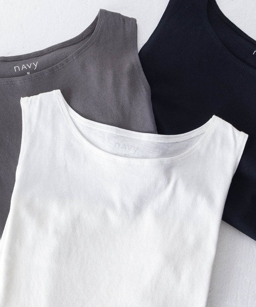 NAVY タンクトップ ノースリーブ 「 綿100% ベーシック ロングタンク