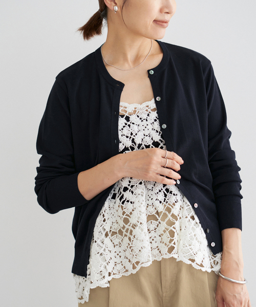 IENA カーディガン Mer cotton セーターマシン クルー