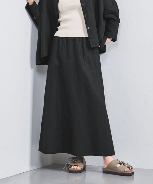 UNITED ARROWS スカート リネン フレア マキシスカート