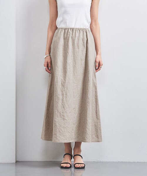 【新品タグ付き】ユナイテッドアローズ＊リネン100％フレアスカート/ナチュラル UNITED ARROWS スカート リネン フレア マキシスカート