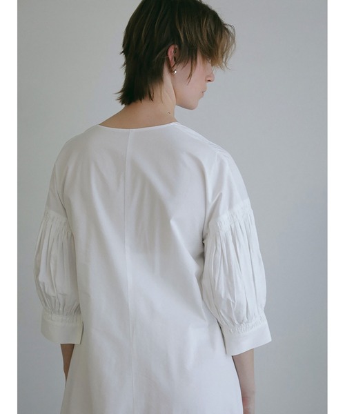 美品 eimy istoire ギャザースリーブボンディングAラインワンピース eimy istoire 新品 ギャザースリーブボンディングAラインワンピース