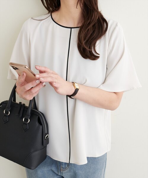 ブラウス シャツ バイカラーフレアブラウス レディース any SiS ブラウス シャツ 「洗える」2WAYバイカラーフレア