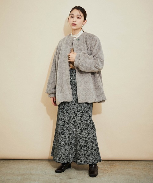 「MADEMOISELLE ROPE'」 ノーカラージャケット 38 グレー レディース_画像7